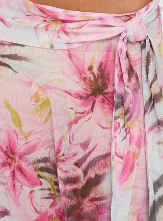 Karzi Chiffon Maxi Skirt Pink Floral