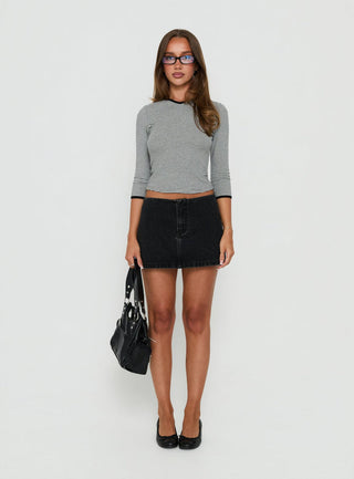 Adoriah No Waist Micro Mini Skirt Washed Black