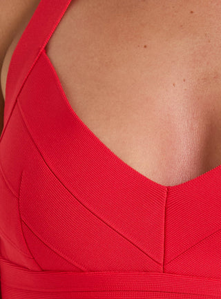 Sefina Bandage Halter Neck Top Red