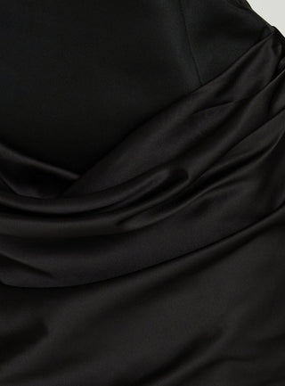 Aubriellah Sweetheart Neckline Draped Mini Dress Black