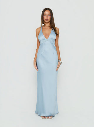 Odyssa Halter Maxi Dress Blue Slate