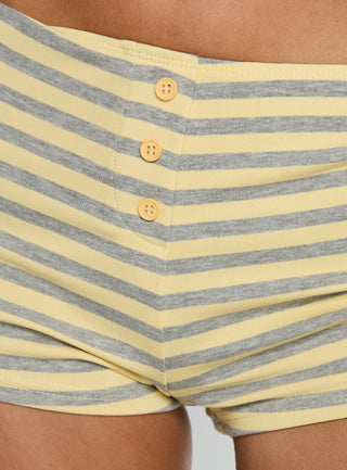 Azazel Button Detail Micro Boxer Shorts Yellow  Grey Stripe