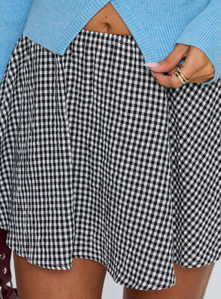 Sohogirl Flowy Mini Skirt Black  White Gingham