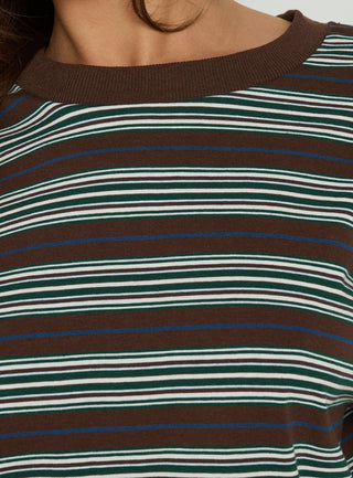 Settle Down Long Sleeve Top Brown Stripe