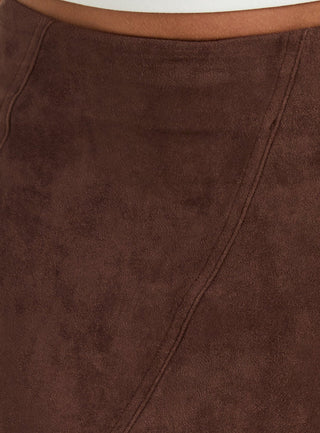 Shades Of Love Faux Suede Midi Skirt Chocolate
