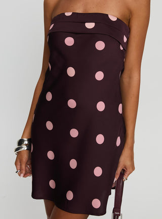 Phillipa Mini Dress Plum  Pink Polka Dot
