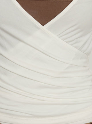 Sylka Long Sleeve Jersey Wrap Top White