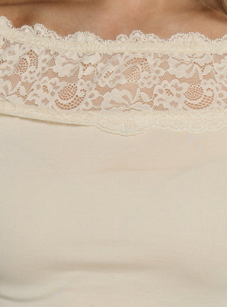 Breiann Lace Off Shoulder Long Sleeve Top Butter