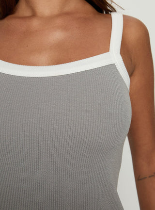 Toree Scoop Back Mini Dress Grey  White