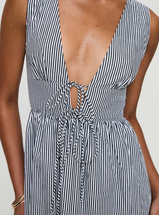 Pokey Maxi Dress Black  White Stripe