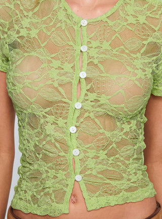 Lindy Button Up Sheer Top Green