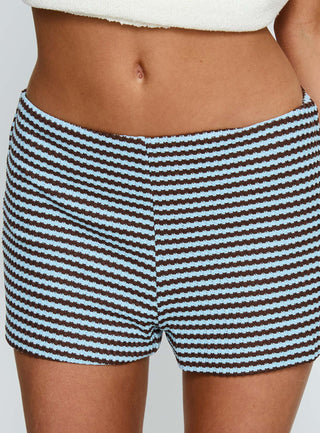 Wylie Micro Shorts Blue  Brown Stripe