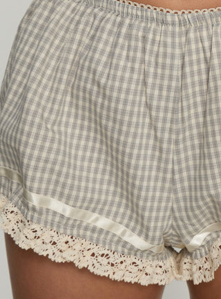 Rhubarb Lace Shorts Beige  Grey Check