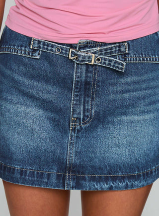 Tejano Blues Mini Skirt Blue Wash