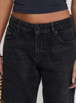 Serenitia Mid Rise Relaxed Jeans Washed Black
