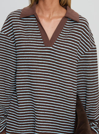 Rigbys Collared Jumper Brown  Blue Stripe