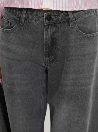 Ramos Low Rise Wide Leg Jeans Grey Wash