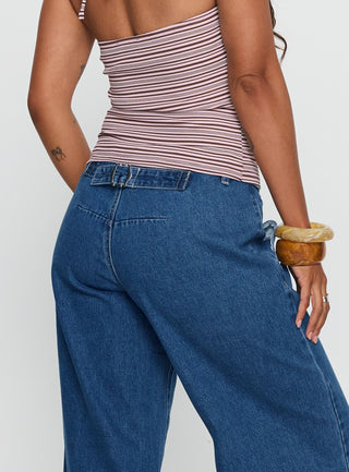 Polaris Mid Rise Straight Leg Jeans Mid Blue
