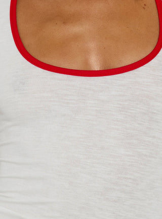 Sugar Talking Contrast Halter Top White / Red