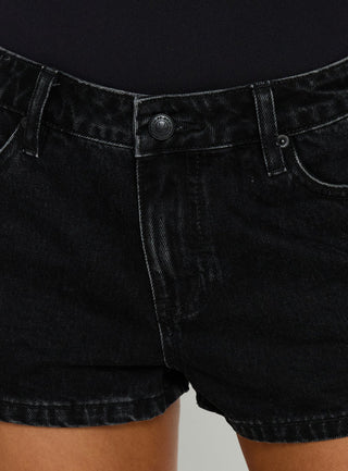 Dreamful Low Rise Mini Denim Short Washed Out Black