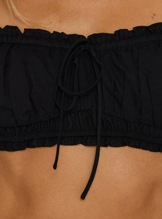 Corabel Off Shoulder Micro Crop Top Black