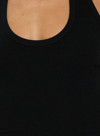 Baseline Rib Halter Mini Dress Black