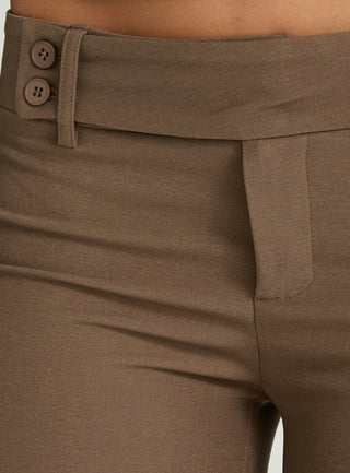 Jordanna Belted Straight Pants Brown