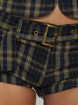 Afterglow Mini Short Navy  Lemon Plaid
