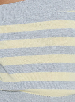 Perrey Long Sleeve Off Shoulder Top Knit Yellow  Grey Stripe