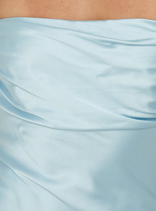 Zabbarra Satin Off The Shoulder Mini Dress Blue