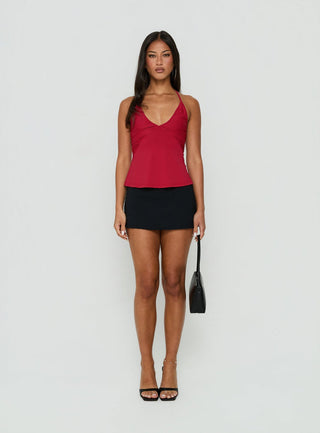 Adalinn Cross Back Ruched Top Red
