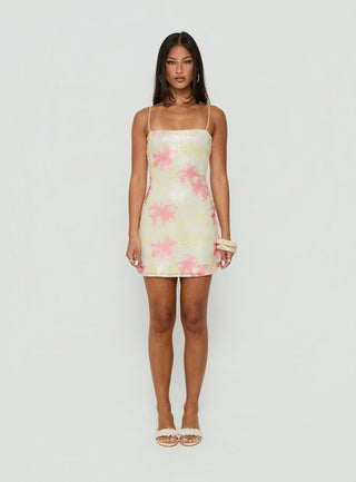 Nikai Graphic Mini Dress Sequin Floral
