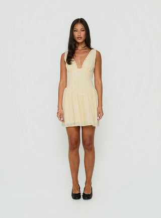 Thinking Bout You Lace Trim Sleeveless Mini Dress Butter