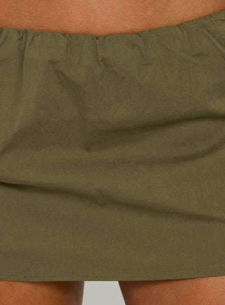 Lunea Concealed Waistband Mini Skirt Olive Green