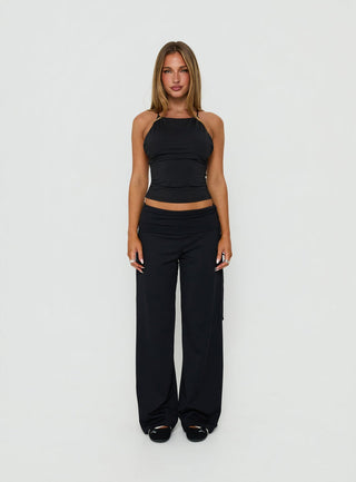 Elmah Cross Back High Neck Top Black