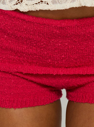 Jesa Foldover Mid Rise Mini Shorts Guava
