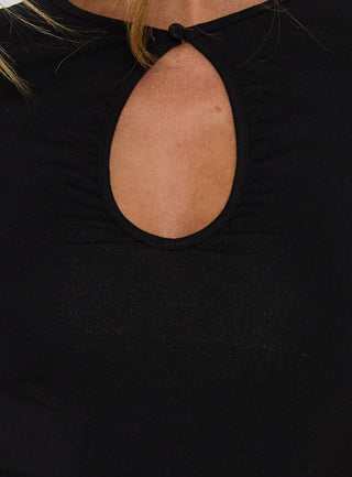 Going Somewhere Keyhole 3/4 Sleeve Mini Dress Black