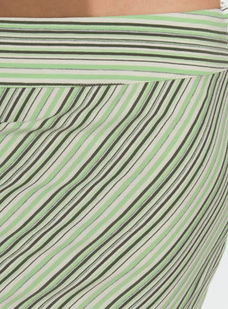 Lemon Twist Midi Skirt Green Stripe