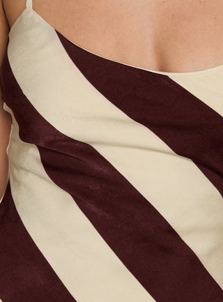 Rhodie Scoop Maxi Dress Brown  Cream Stripe