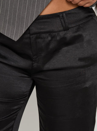 First Place Low Rise Satin Pant Black Curve