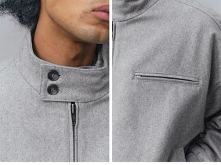 [Monterest] Wool Blend Stand Collar Harrington Jacket