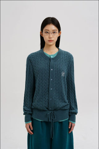 [MASONPRINCE] Two-Tone Cable Knit Cardigan