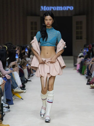[moromoro2] Elastic Lace Crop Top