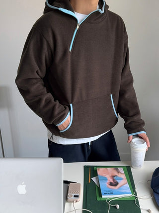 Marco Diagonal Zipper Fleece Hoodie