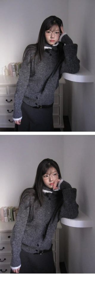 Corak High Neck Wool Knitwear Cardigan - 3 Colors