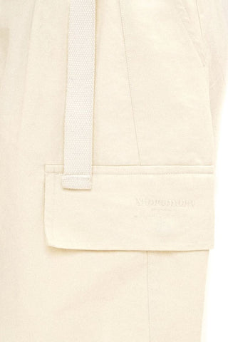 [Moromoro2] 3D Silhouette Belted Work Cropped  Pants