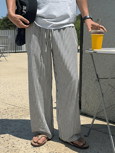 One Mile Stripe Seersucker Elastic Waist Pants