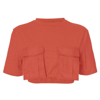 Short sleeve crewneck pocket crop top