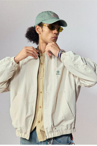 [Monterest] Water-Resistant Contrast Collar Zip Jacket