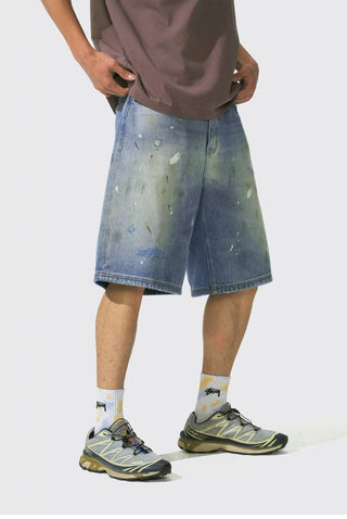 [Monterest] Paint Splatter Distressed Denim Shorts